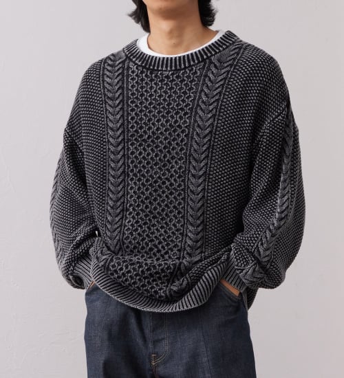 EDWIN(エドウイン)のインディゴライク クルーネックニット|トップス/ニット/セーター/メンズ|ブラック