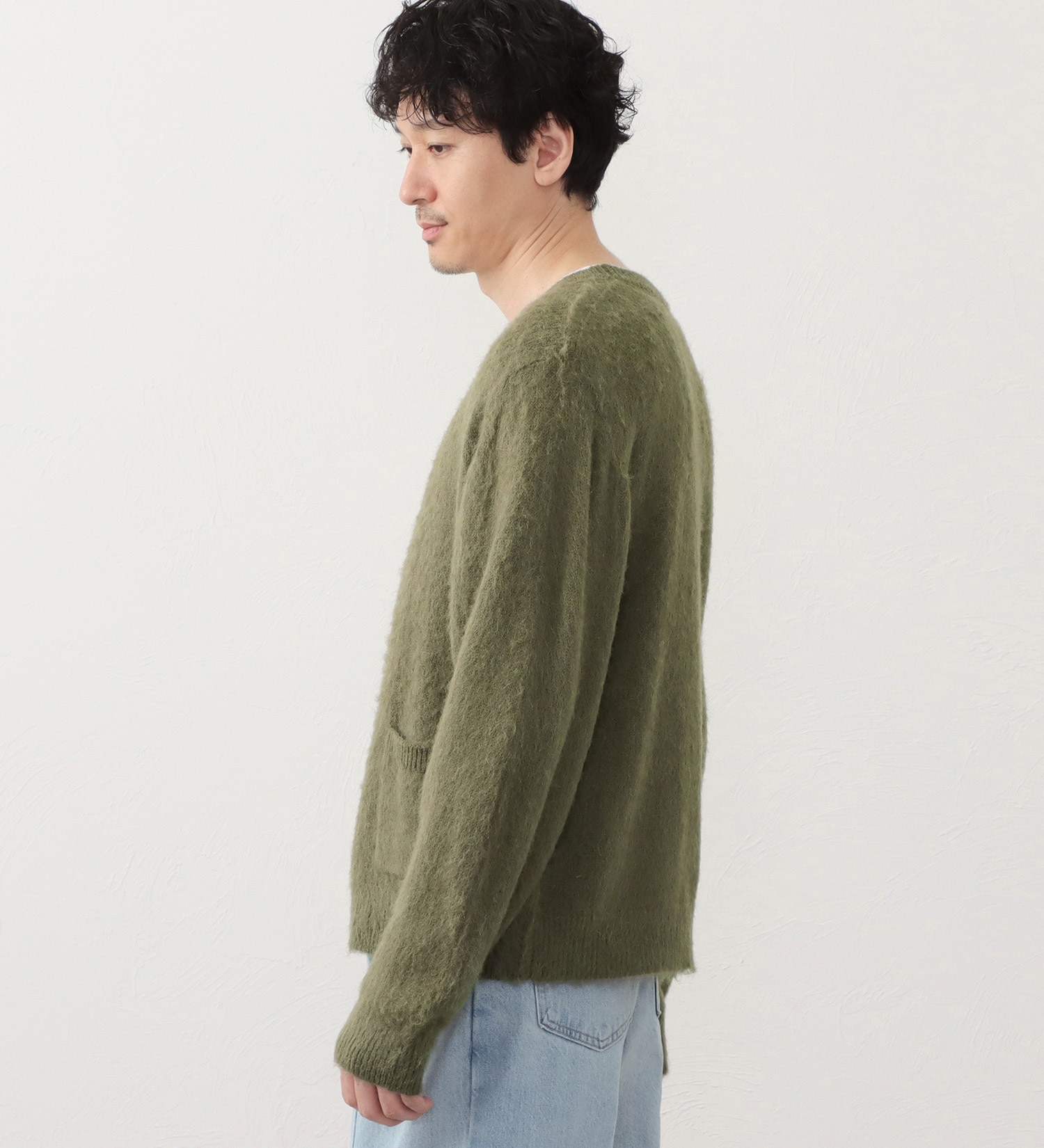 EDWIN(エドウイン)のウールモヘア ニットカーディガン|トップス/ニット/セーター/メンズ|ダークグリーン