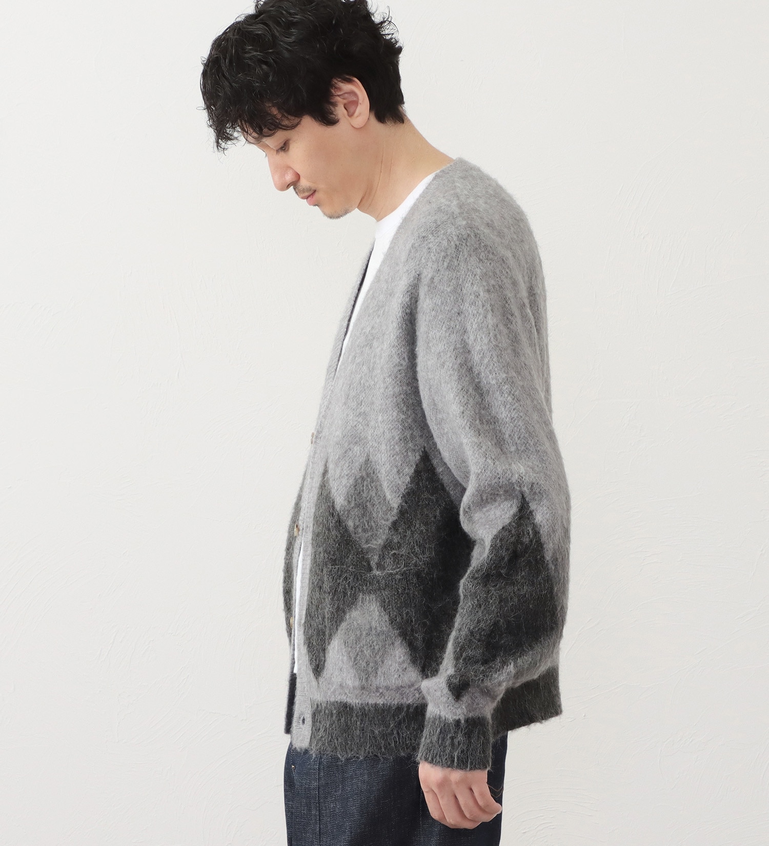 EDWIN(エドウイン)のウールモヘア ニットカーディガン|トップス/ニット/セーター/メンズ|グレー