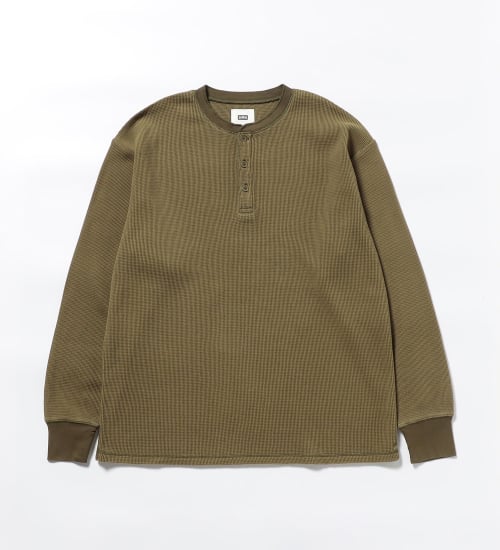 EDWIN(エドウイン)の長袖ワッフル ヘンリーネックTシャツ|トップス/Tシャツ/カットソー/メンズ|ダークグリーン