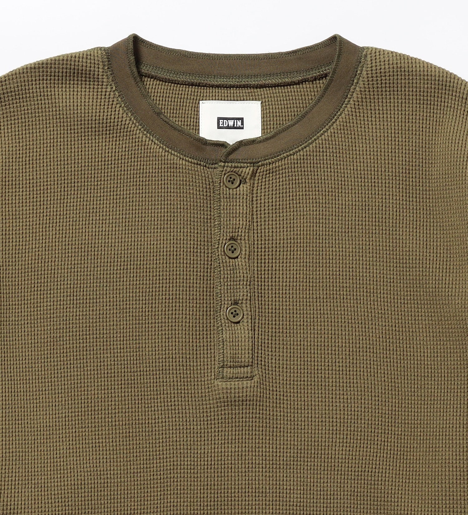 EDWIN(エドウイン)の長袖ワッフル ヘンリーネックTシャツ|トップス/Tシャツ/カットソー/メンズ|ダークグリーン
