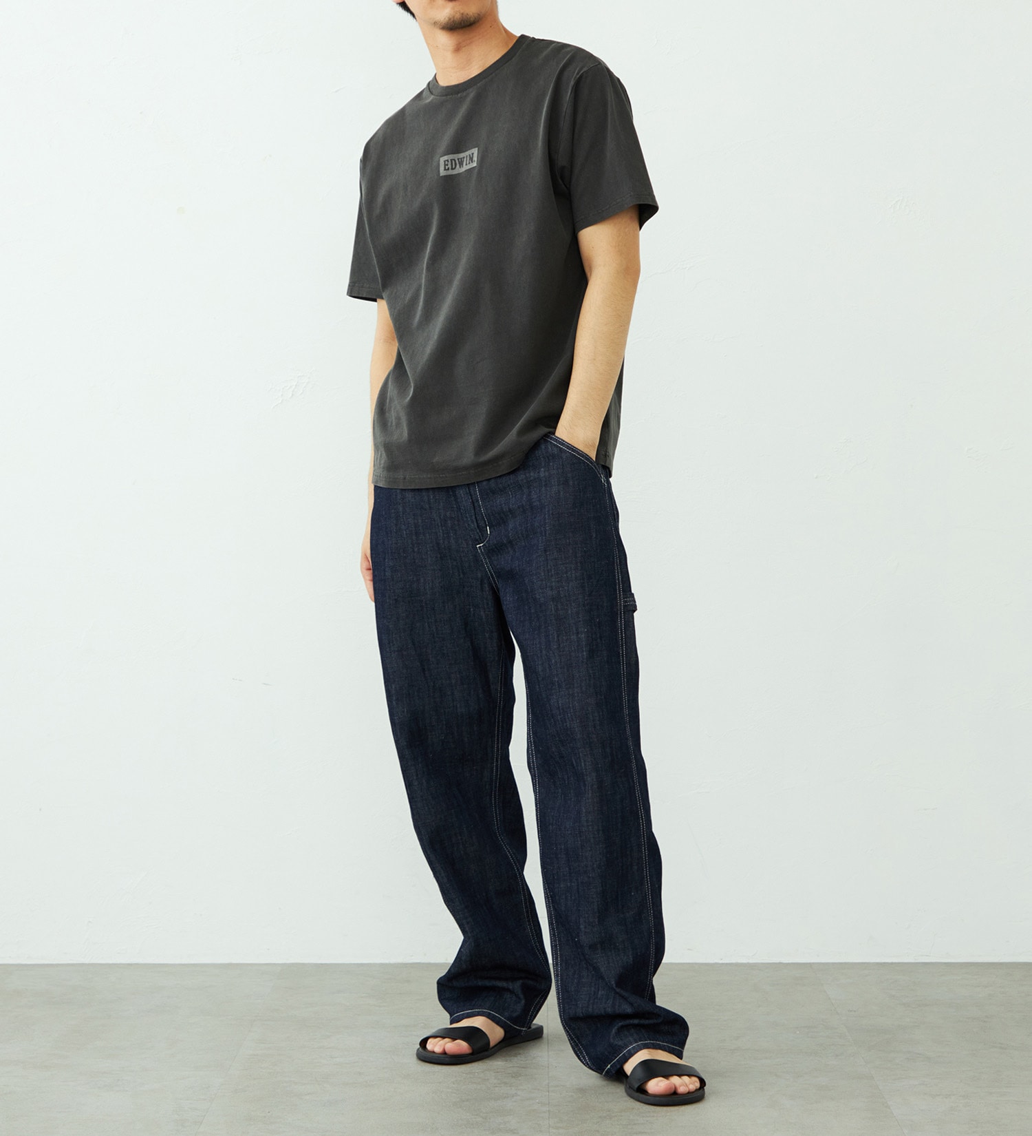 EDWIN(エドウイン)のボックスロゴ Tシャツ 半袖|トップス/Tシャツ/カットソー/メンズ|ダークグレー