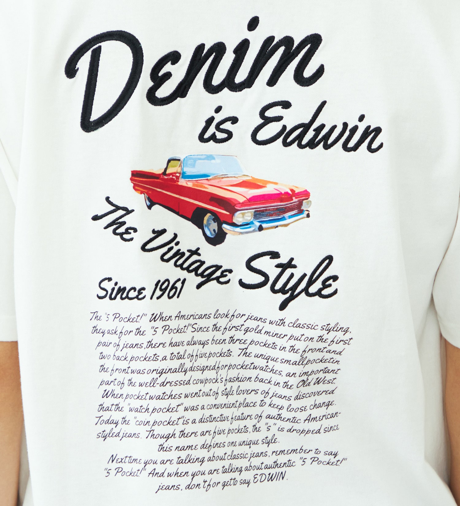 EDWIN(エドウイン)のバックプリント Tシャツ 半袖 刺繍|トップス/Tシャツ/カットソー/メンズ|ホワイト