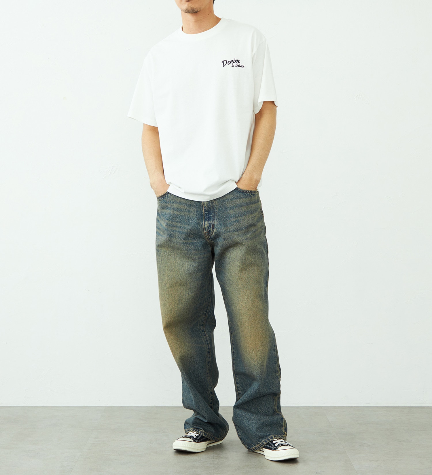 EDWIN(エドウイン)のバックプリント Tシャツ 半袖 刺繍|トップス/Tシャツ/カットソー/メンズ|ホワイト