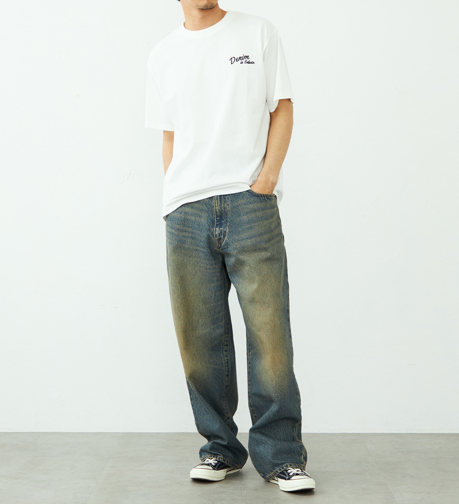 EDWIN(エドウイン)のバックプリント Tシャツ 半袖 刺繍|トップス/Tシャツ/カットソー/メンズ|ホワイト