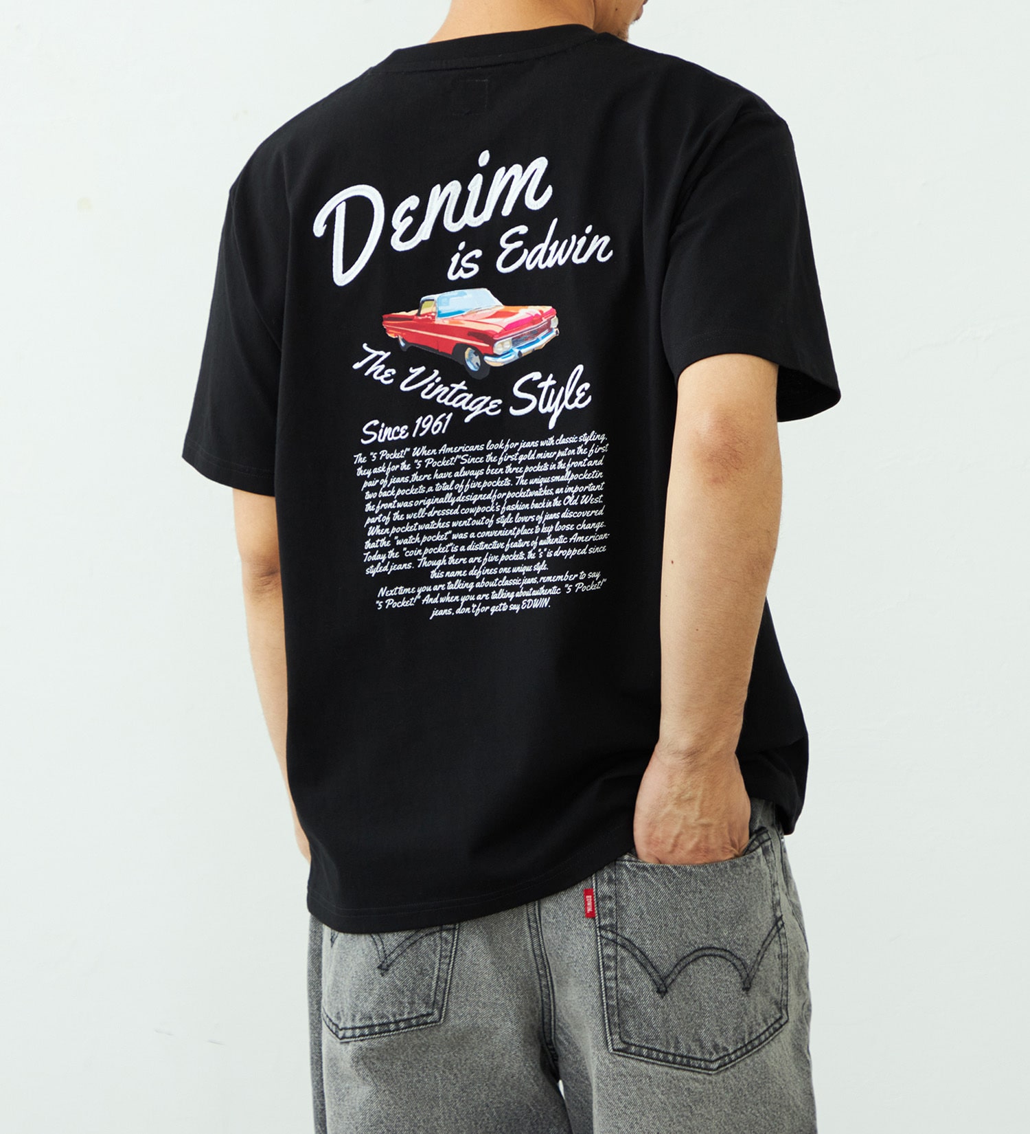 EDWIN(エドウイン)のバックプリント Tシャツ 半袖 刺繍|トップス/Tシャツ/カットソー/メンズ|ブラック