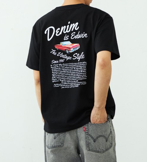 EDWIN(エドウイン)のバックプリント Tシャツ 半袖 刺繍|トップス/Tシャツ/カットソー/メンズ|ブラック