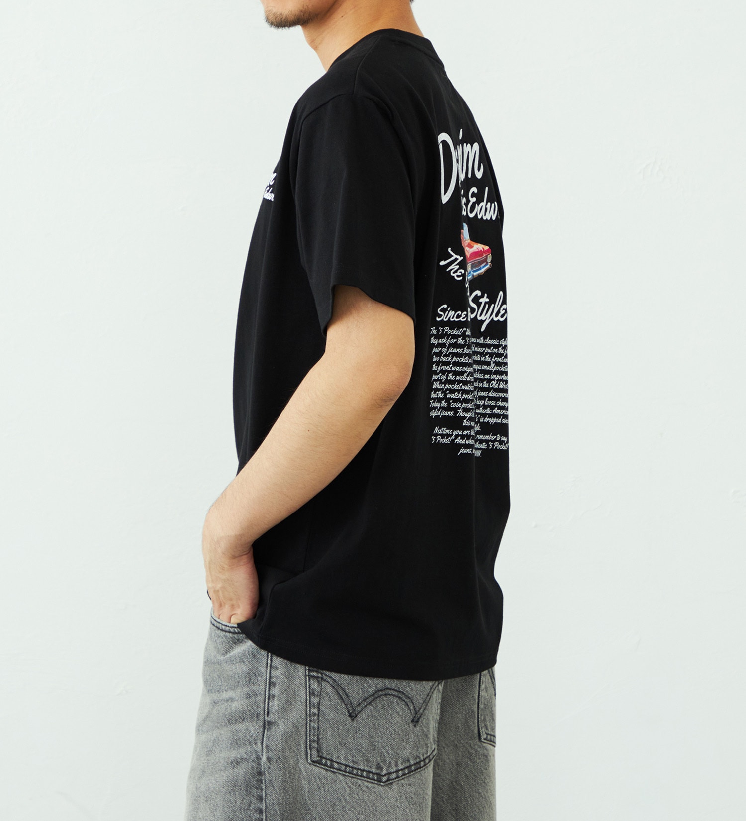 EDWIN(エドウイン)のバックプリント Tシャツ 半袖 刺繍|トップス/Tシャツ/カットソー/メンズ|ブラック