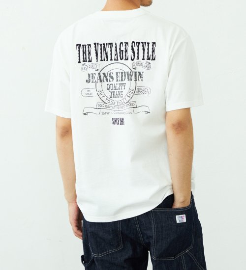 EDWIN(エドウイン)のバックプリント Tシャツ 半袖 刺繍|トップス/Tシャツ/カットソー/メンズ|ホワイト
