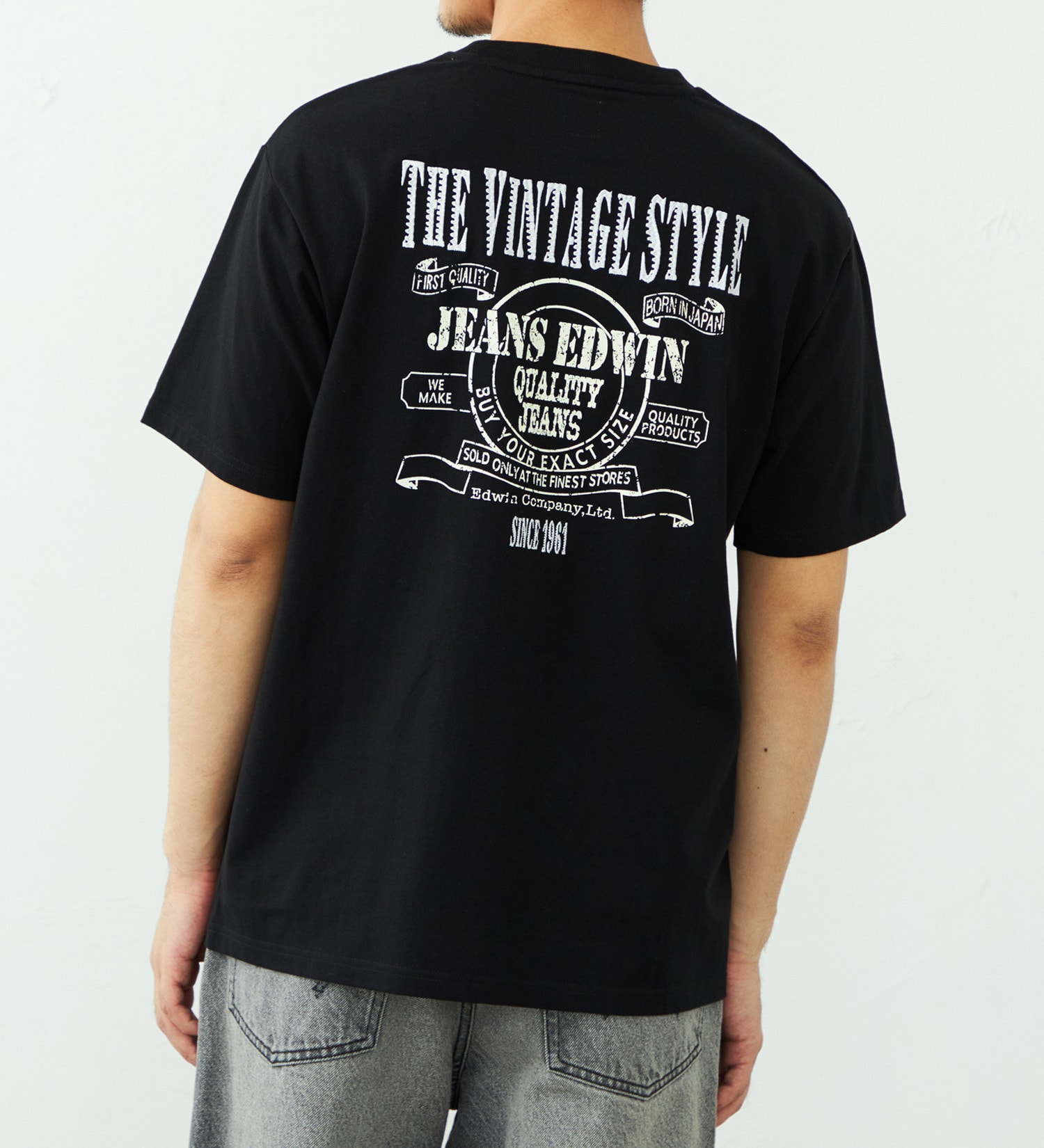 EDWIN(エドウイン)のバックプリント Tシャツ 半袖 刺繍|トップス/Tシャツ/カットソー/メンズ|ブラック