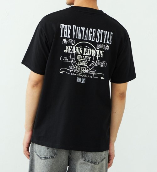 EDWIN(エドウイン)のバックプリント Tシャツ 半袖 刺繍|トップス/Tシャツ/カットソー/メンズ|ブラック