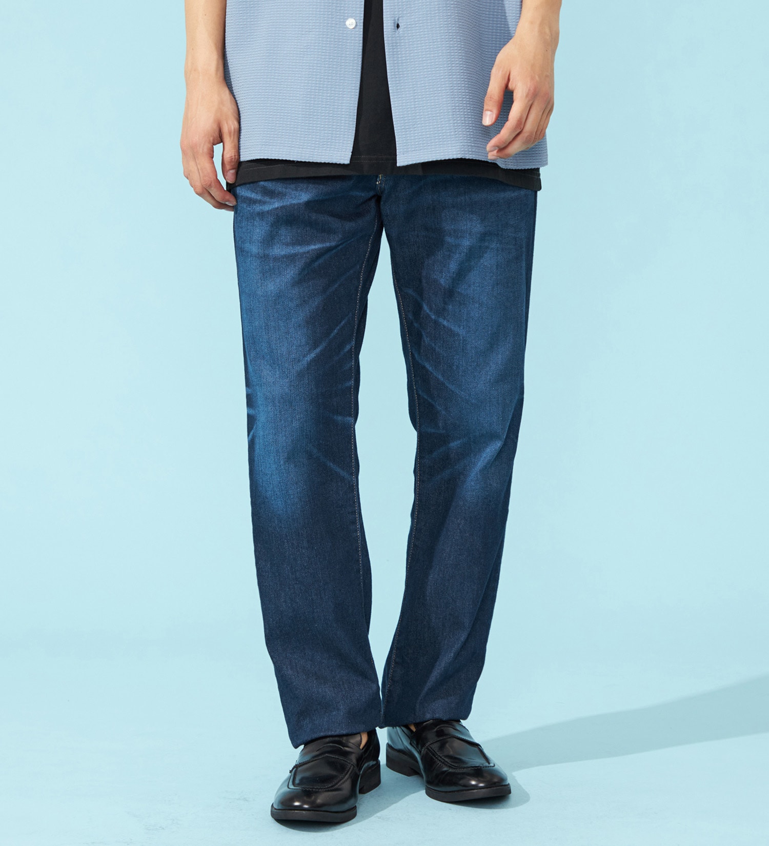 EDWIN(エドウイン)の【涼】COOLストレートデニムパンツ【アウトレット店舗・WEB限定】|パンツ/パンツ/メンズ|中色ブルー