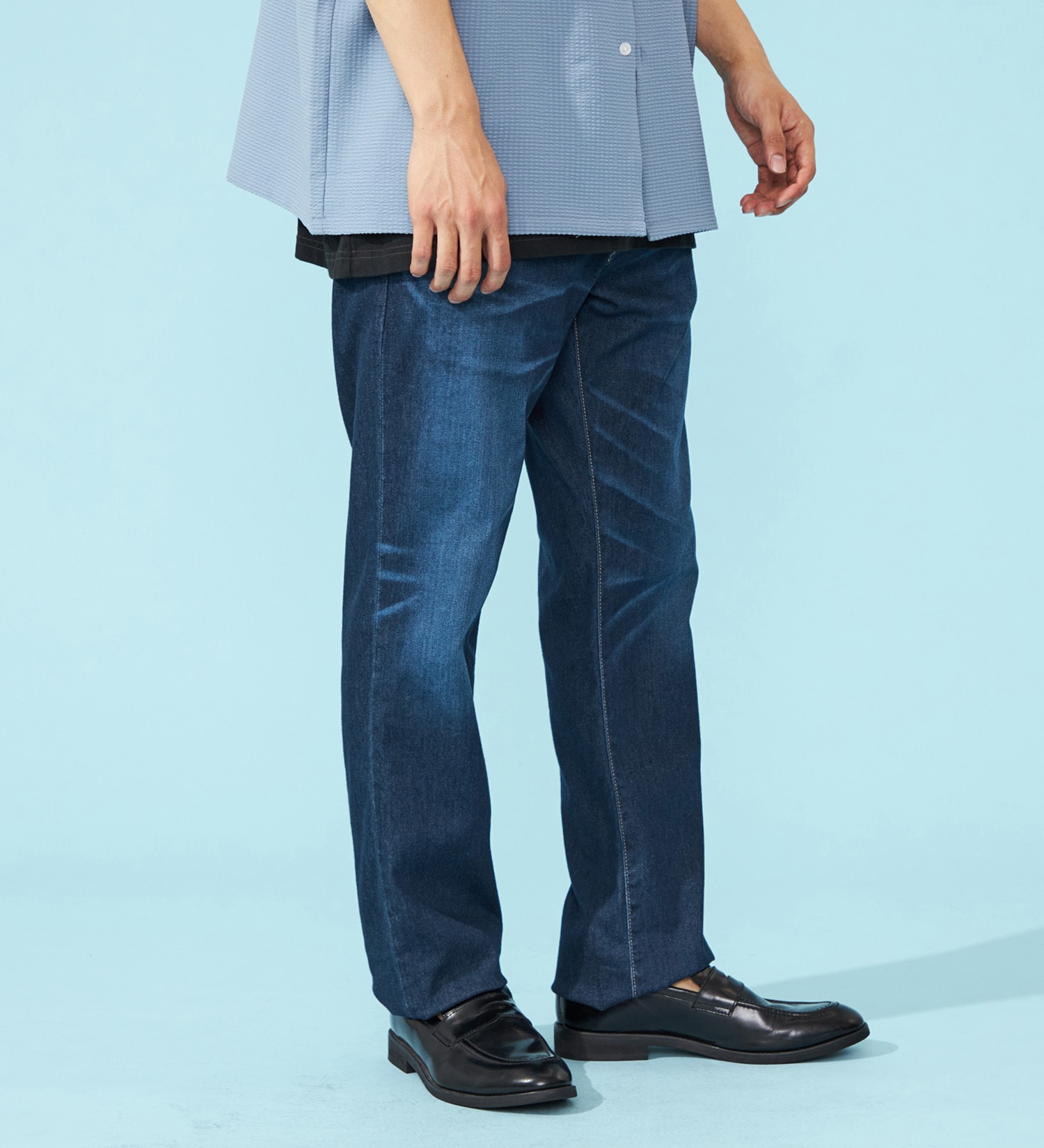 EDWIN(エドウイン)の【涼】COOLストレートデニムパンツ【アウトレット店舗・WEB限定】|パンツ/パンツ/メンズ|中色ブルー
