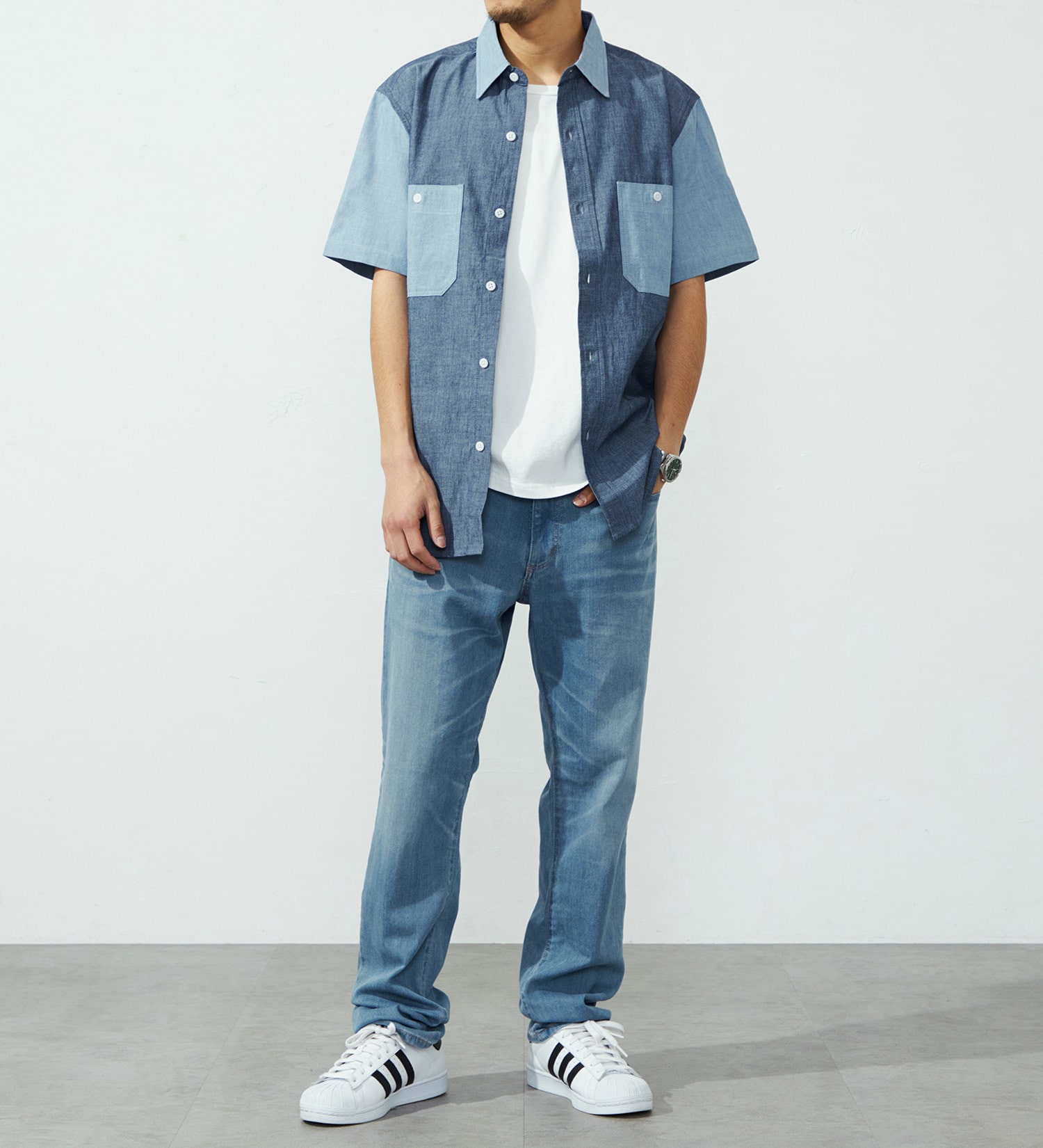 EDWIN(エドウイン)の【涼】COOLストレートデニムパンツ【アウトレット店舗・WEB限定】|パンツ/パンツ/メンズ|淡色ブルー