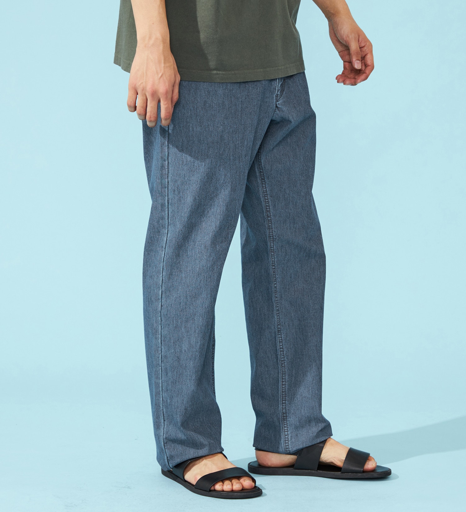 EDWIN(エドウイン)の【涼】COOLルーズストレートデニムパンツ【アウトレット店舗・WEB限定】|パンツ/パンツ/メンズ|中色ブルー