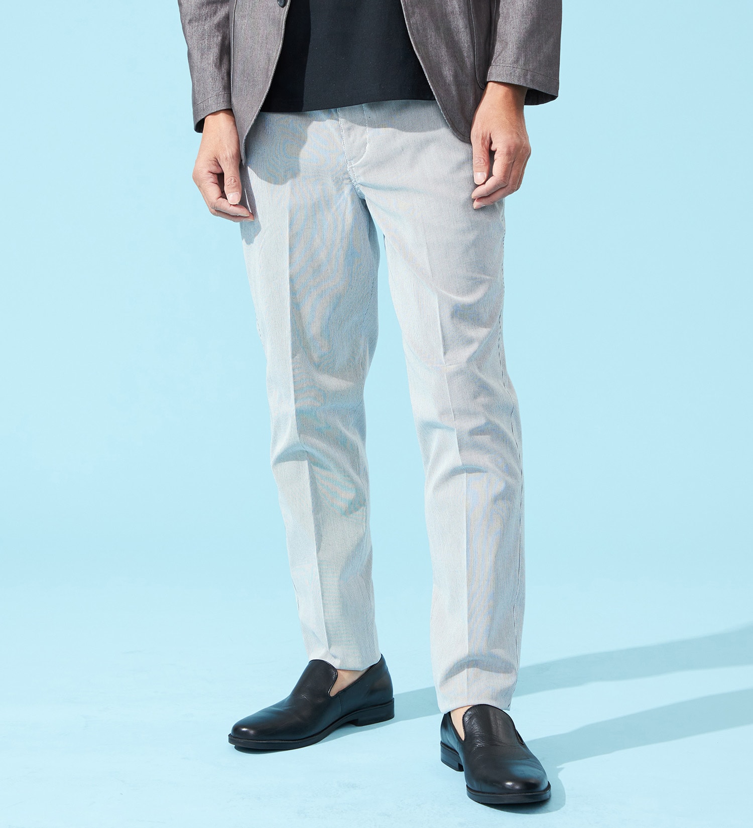 EDWIN(エドウイン)の【涼】COOLスリムトラウザーパンツ【アウトレット店舗・WEB限定】|パンツ/パンツ/メンズ|ホワイト×グレー