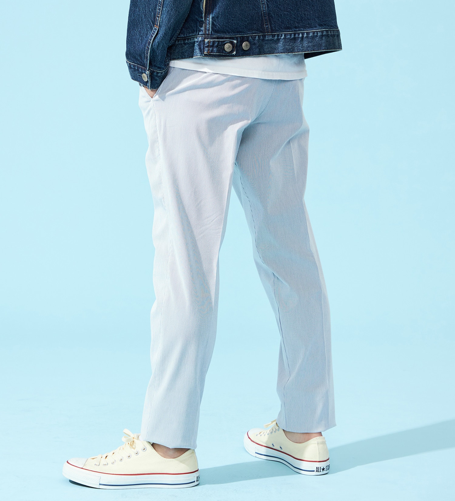 EDWIN(エドウイン)の【涼】COOLスリムトラウザーパンツ【アウトレット店舗・WEB限定】|パンツ/パンツ/メンズ|ホワイト×ブルー