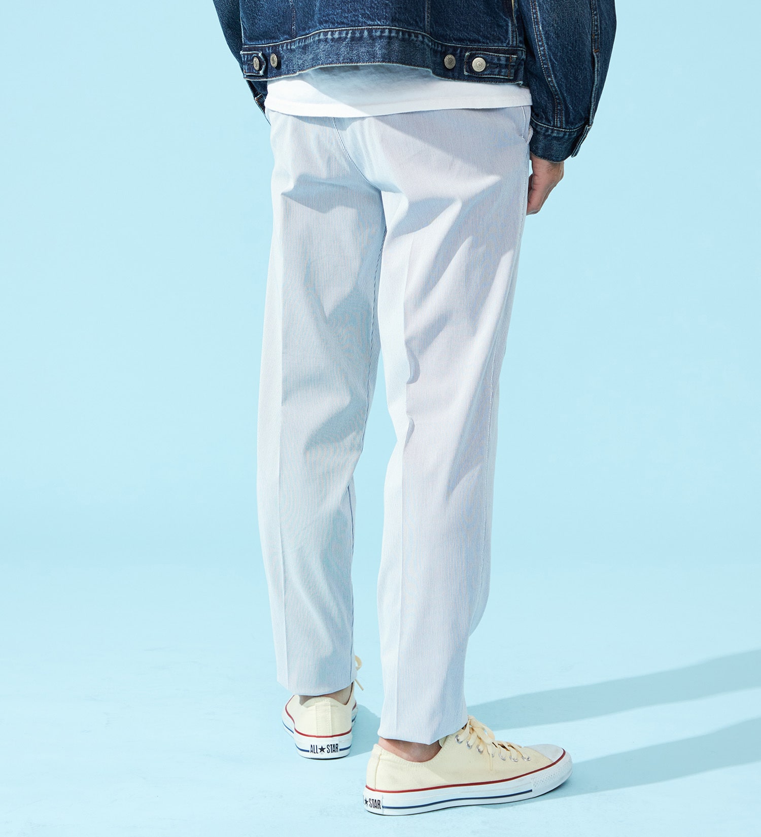 EDWIN(エドウイン)の【涼】COOLスリムトラウザーパンツ【アウトレット店舗・WEB限定】|パンツ/パンツ/メンズ|ホワイト×ブルー