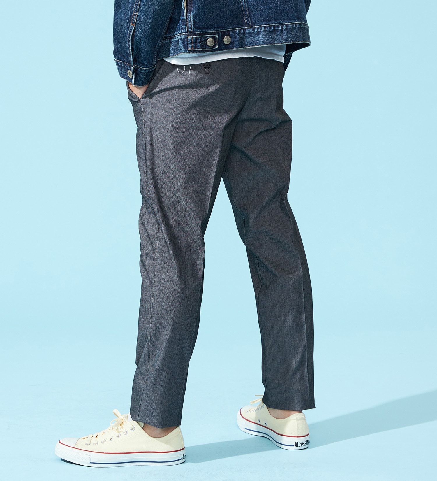 EDWIN(エドウイン)の【涼】COOLスリムトラウザーパンツ【シャンブレ】【アウトレット店舗・WEB限定】|パンツ/パンツ/メンズ|ダークグレー