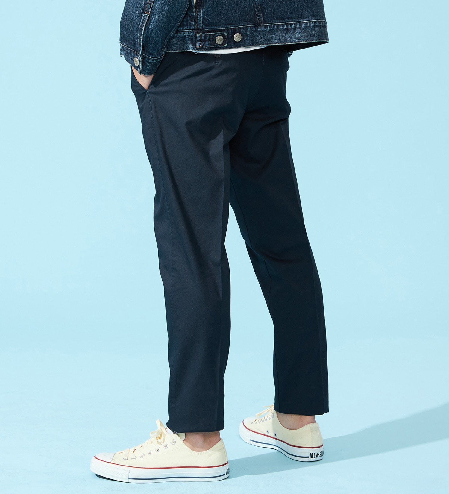 EDWIN(エドウイン)の【涼】COOLスリムトラウザーパンツ【シャンブレ】【アウトレット店舗・WEB限定】|パンツ/パンツ/メンズ|ネイビー