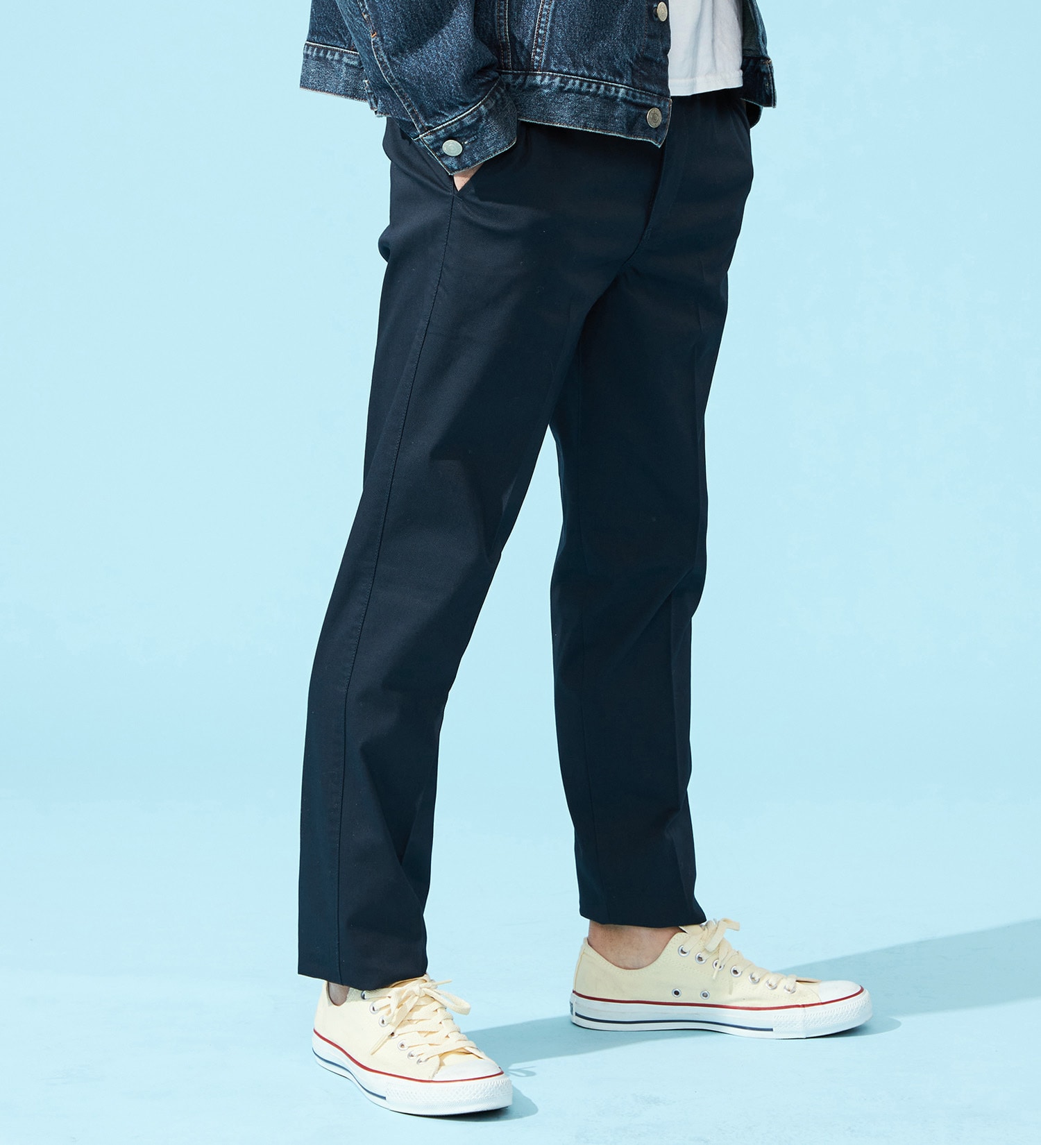 EDWIN(エドウイン)の【涼】COOLスリムトラウザーパンツ【シャンブレ】【アウトレット店舗・WEB限定】|パンツ/パンツ/メンズ|ネイビー