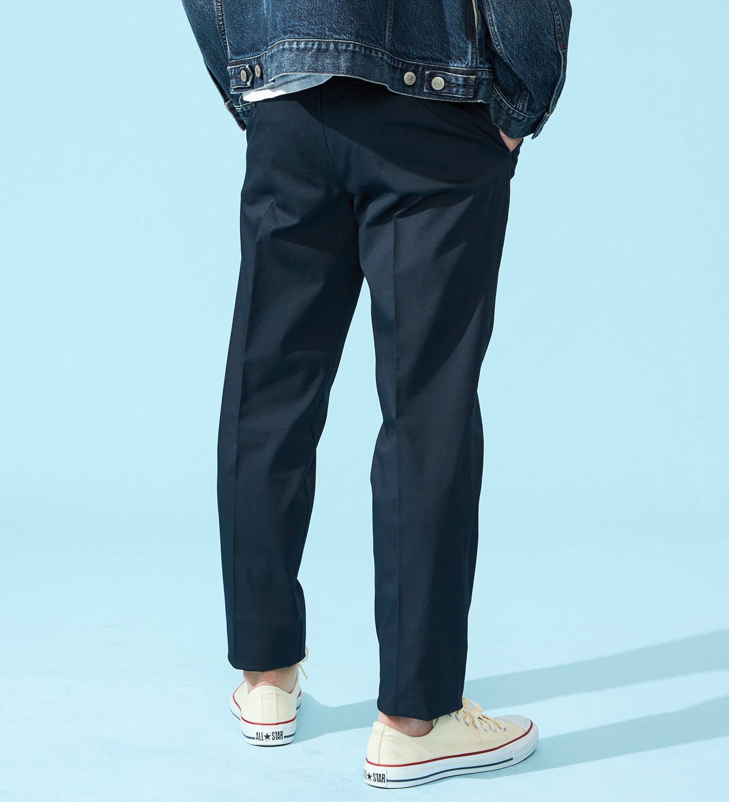 EDWIN(エドウイン)の【涼】COOLスリムトラウザーパンツ【シャンブレ】【アウトレット店舗・WEB限定】|パンツ/パンツ/メンズ|ネイビー