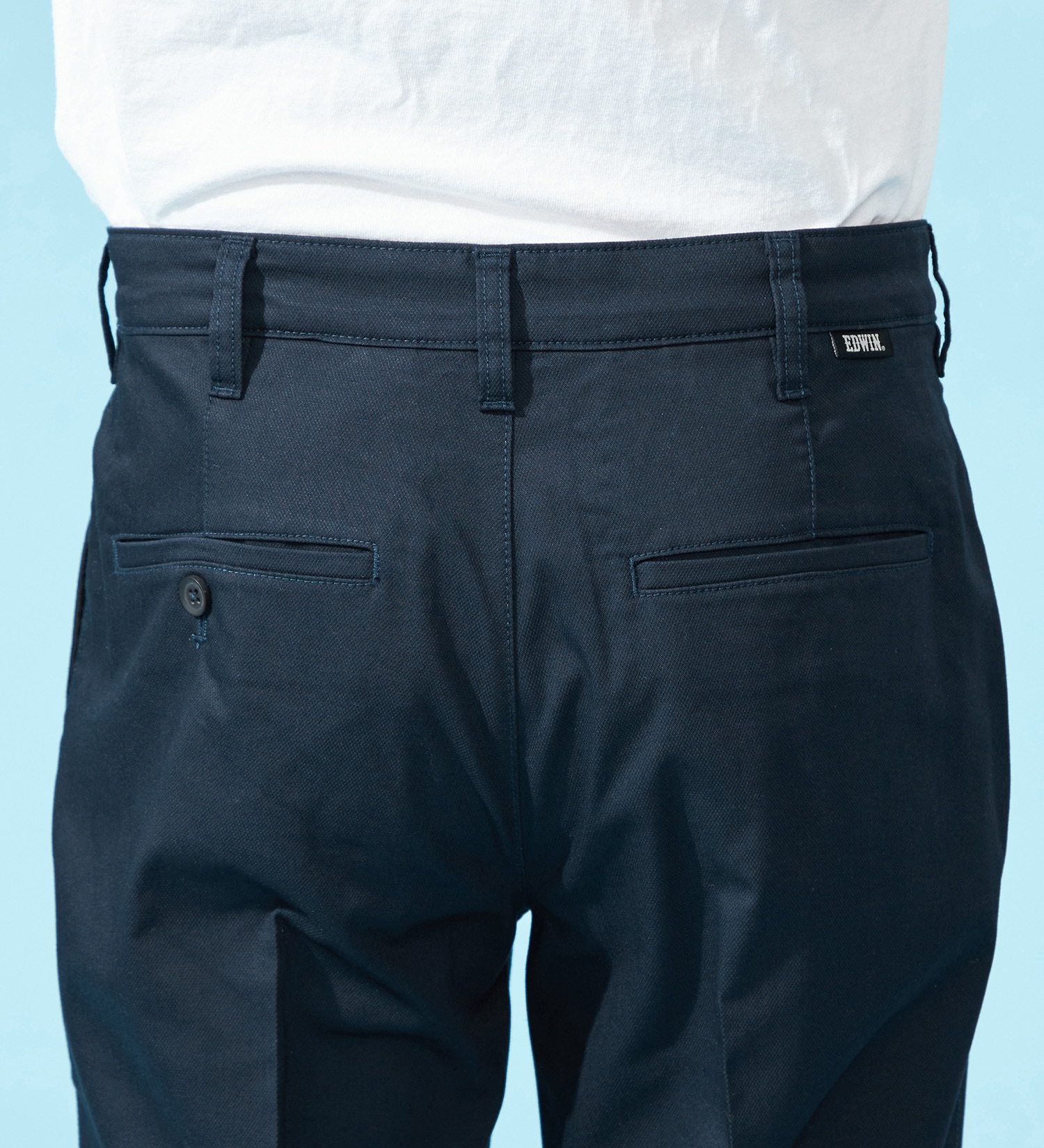 EDWIN(エドウイン)の【涼】COOLスリムトラウザーパンツ【シャンブレ】【アウトレット店舗・WEB限定】|パンツ/パンツ/メンズ|ネイビー