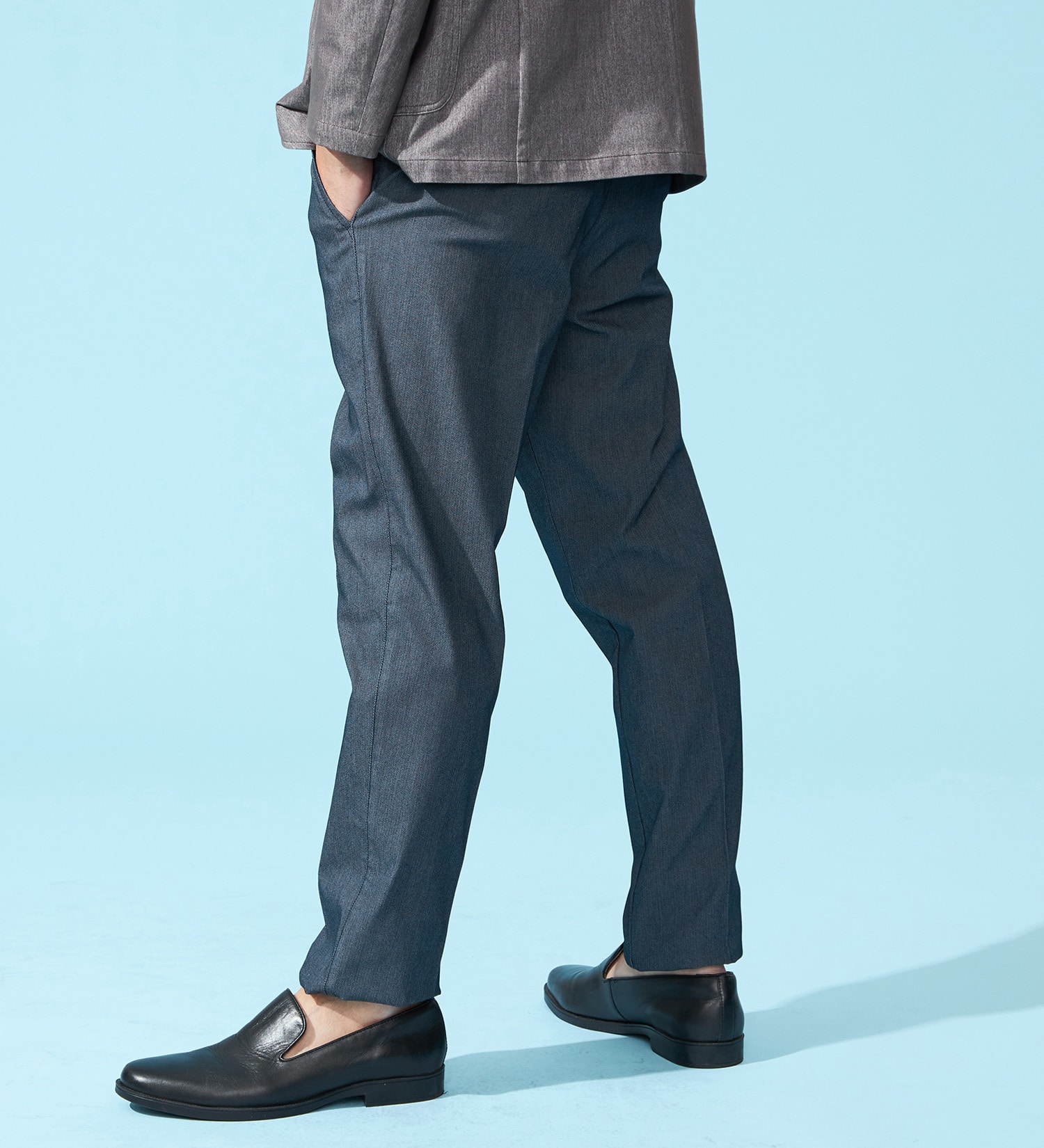 EDWIN(エドウイン)の【涼】COOLスリムトラウザーパンツ【シャンブレ】【アウトレット店舗・WEB限定】|パンツ/パンツ/メンズ|ブルー系その他