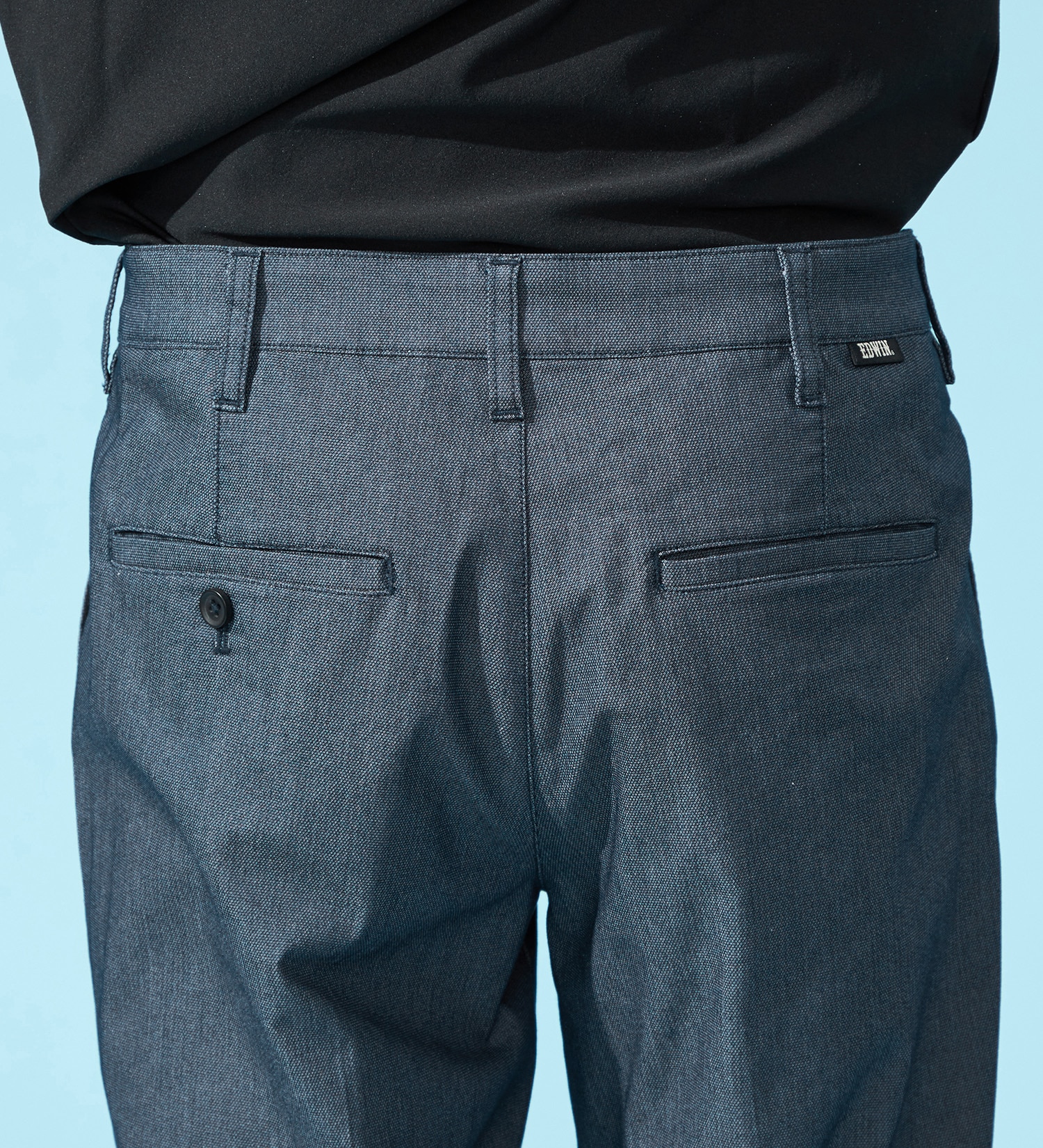EDWIN(エドウイン)の【涼】COOLスリムトラウザーパンツ【シャンブレ】【アウトレット店舗・WEB限定】|パンツ/パンツ/メンズ|ブルー系その他