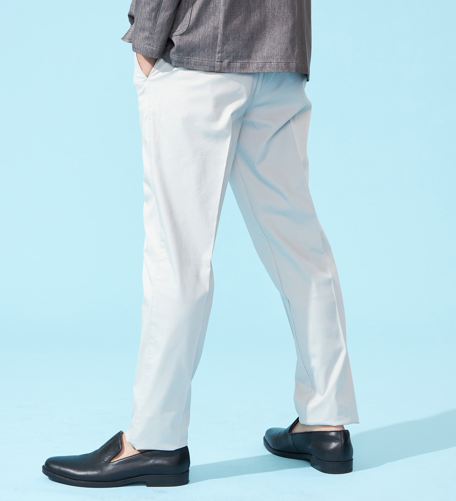 EDWIN(エドウイン)の【涼】COOLスリムトラウザーパンツ【シャンブレ】【アウトレット店舗・WEB限定】|パンツ/パンツ/メンズ|ライトグレー