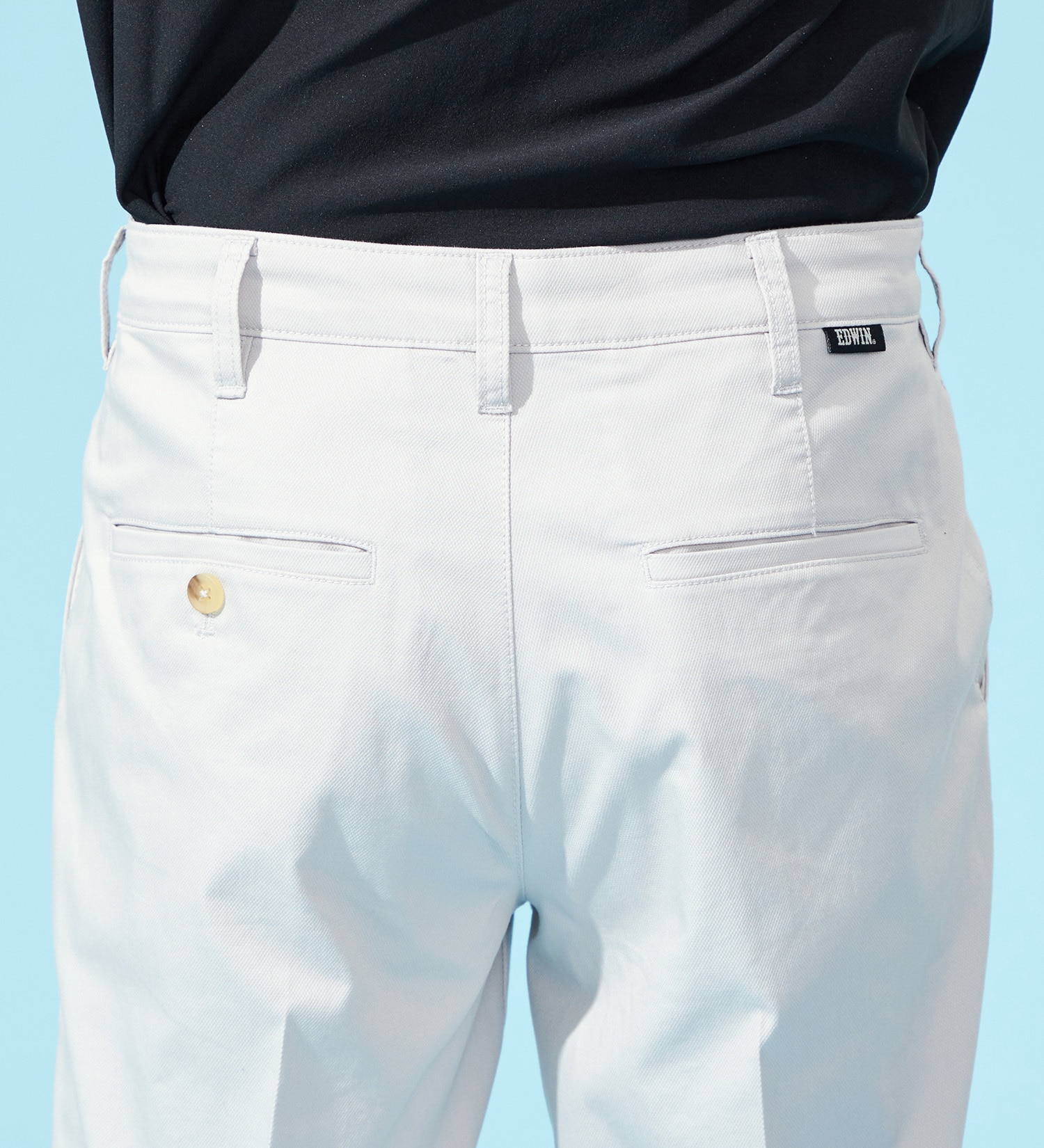 EDWIN(エドウイン)の【涼】COOLスリムトラウザーパンツ【シャンブレ】【アウトレット店舗・WEB限定】|パンツ/パンツ/メンズ|ライトグレー