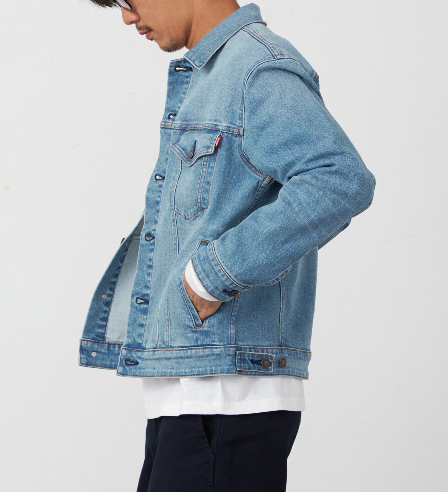 EDWIN(エドウイン)のストレッチデニムジャケット【アウトレット店舗・WEB限定】|ジャケット/アウター/デニムジャケット/メンズ|淡色ブルー