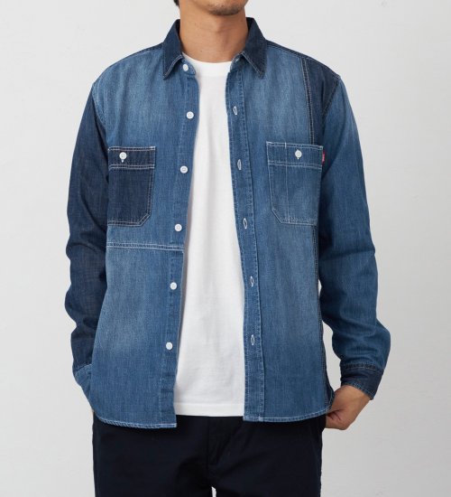 EDWIN(エドウイン)の切り替えデニムシャツ【アウトレット店舗・WEB限定】|ジャケット/アウター/デニムジャケット/メンズ|インディゴブルー