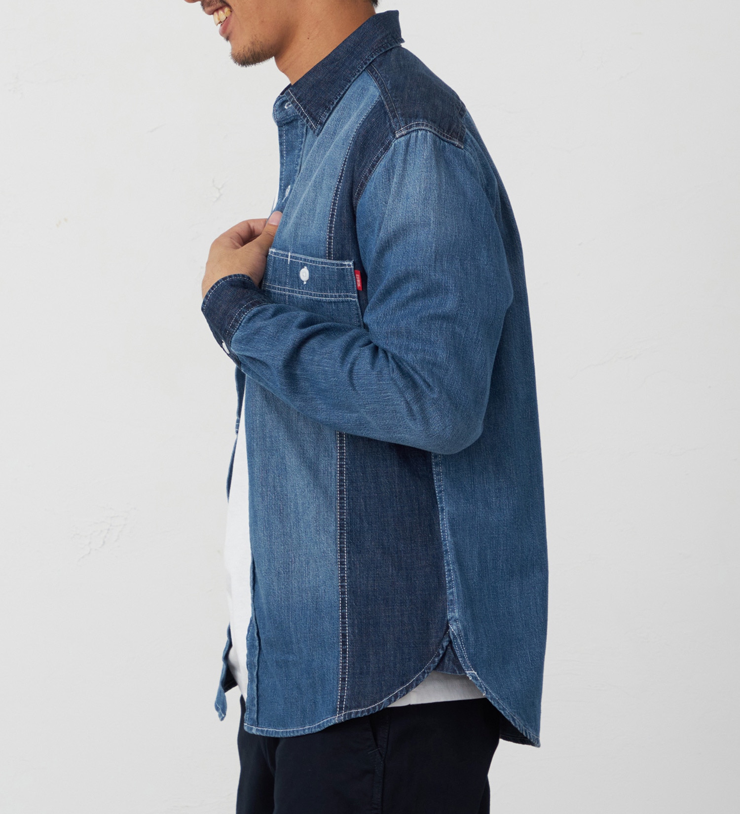 EDWIN(エドウイン)の切り替えデニムシャツ【アウトレット店舗・WEB限定】|トップス/シャツ/ブラウス/メンズ|インディゴブルー