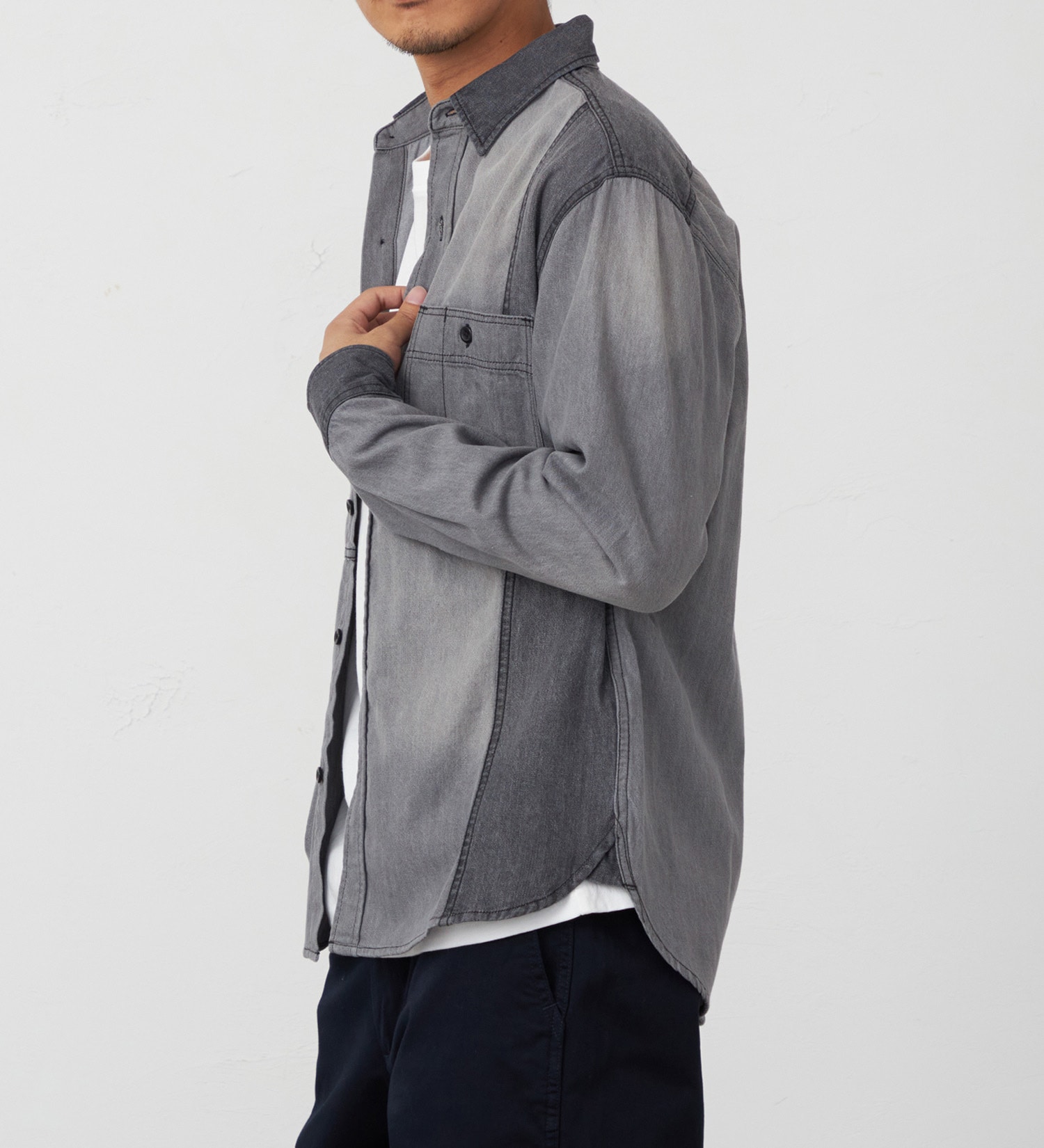 EDWIN(エドウイン)の切り替えデニムシャツ【アウトレット店舗・WEB限定】|トップス/シャツ/ブラウス/メンズ|ブラックデニム