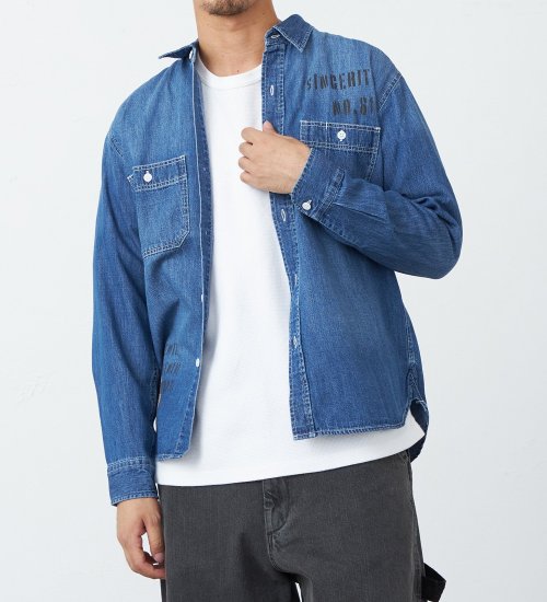 EDWIN(エドウイン)のデニムワークシャツ【アウトレット店舗・WEB限定】|ジャケット/アウター/デニムジャケット/メンズ|中色ブルー