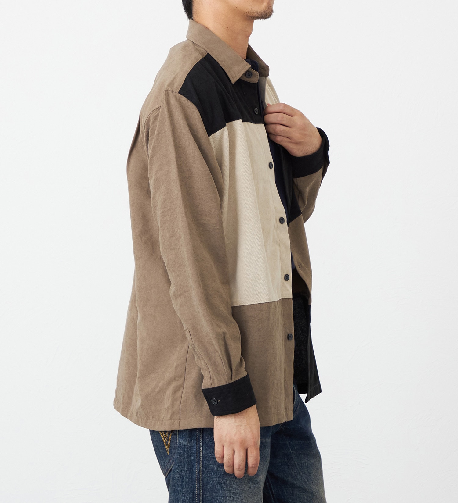 EDWIN(エドウイン)の切り替えし長袖シャツ【アウトレット店舗・WEB限定】|トップス/シャツ/ブラウス/メンズ|モカ