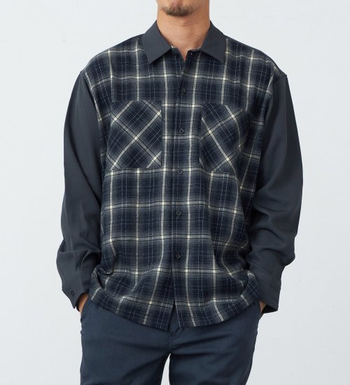 EDWIN(エドウイン)の切り替えし長袖ビッグシャツ【アウトレット店舗・WEB限定】|トップス/シャツ/ブラウス/メンズ|ダークグレー