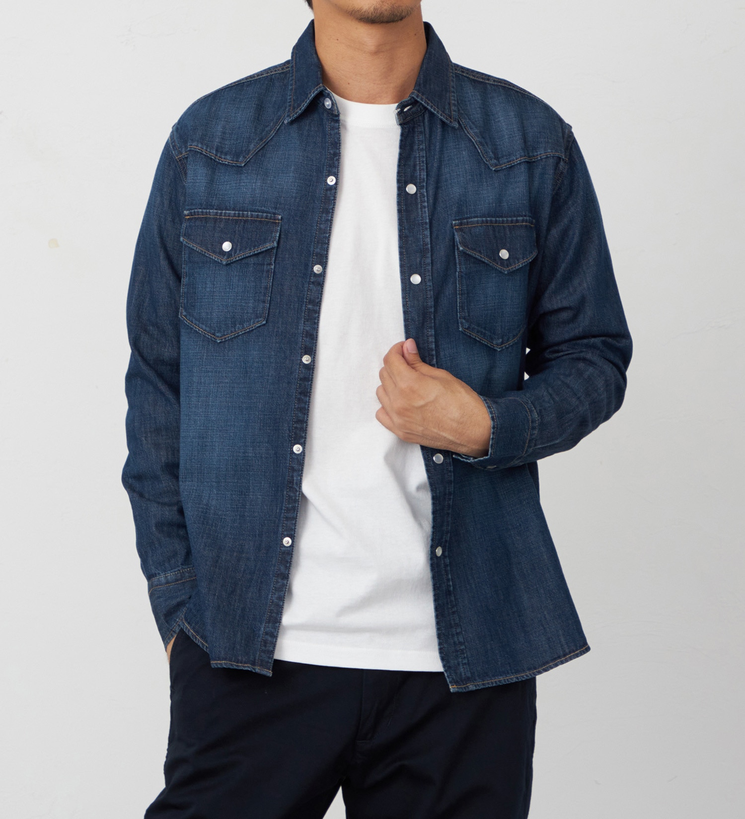 EDWIN(エドウイン)のデニムシャツ【アウトレット店舗・WEB限定】|トップス/シャツ/ブラウス/メンズ|濃色ブルー