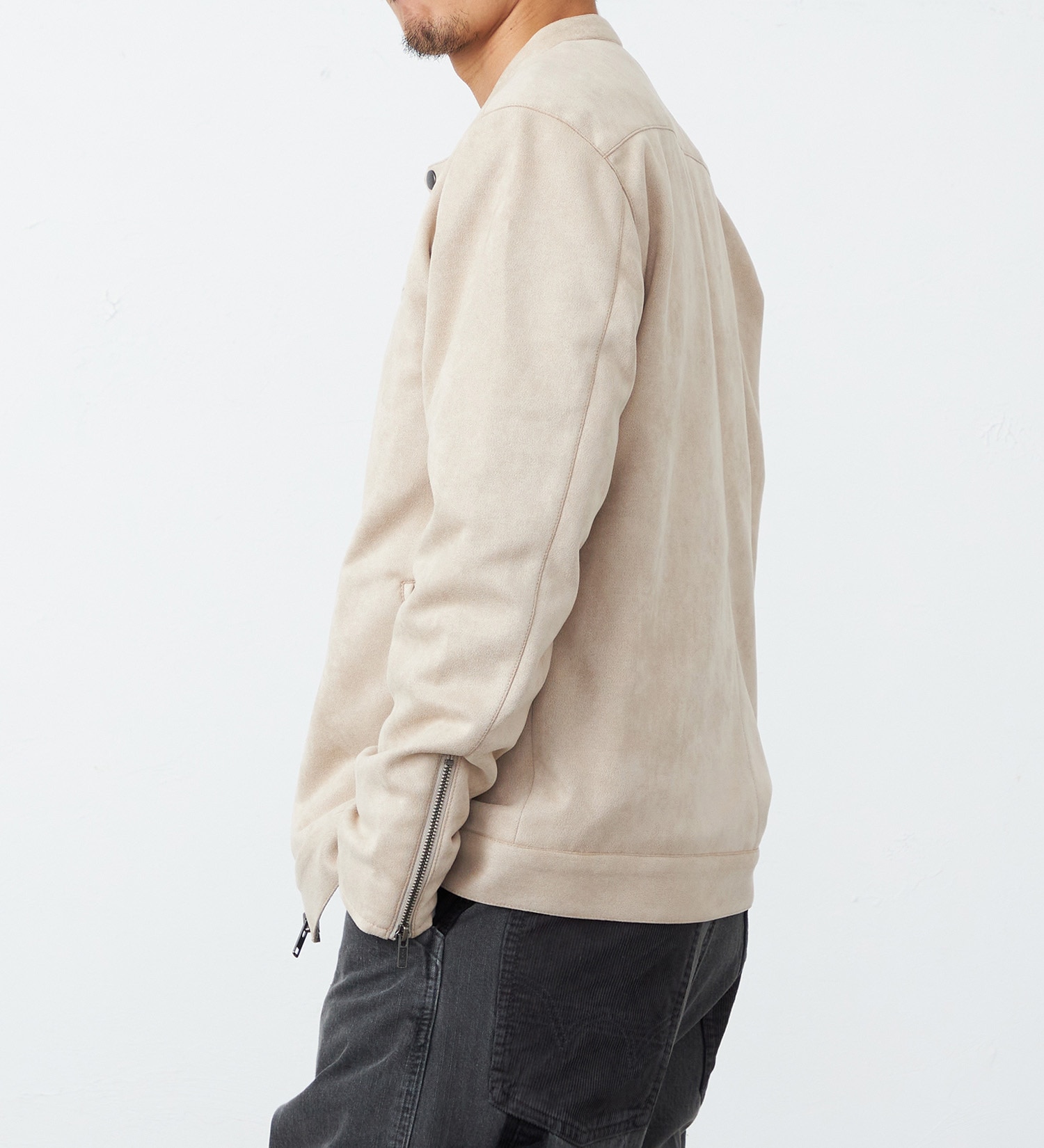 EDWIN(エドウイン)のフェイクスウェードシングルジャケット【アウトレット店舗・WEB限定】|ジャケット/アウター/ミリタリージャケット/メンズ|アイボリー