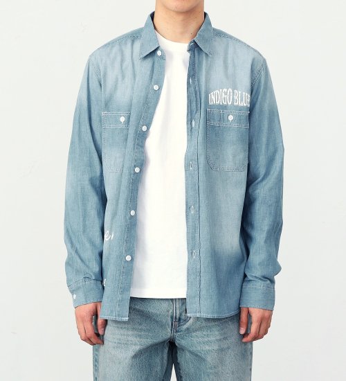 EDWIN(エドウイン)のプリントワークシャツ【アウトレット店舗・WEB限定】|トップス/シャツ/ブラウス/メンズ|淡色ブルー