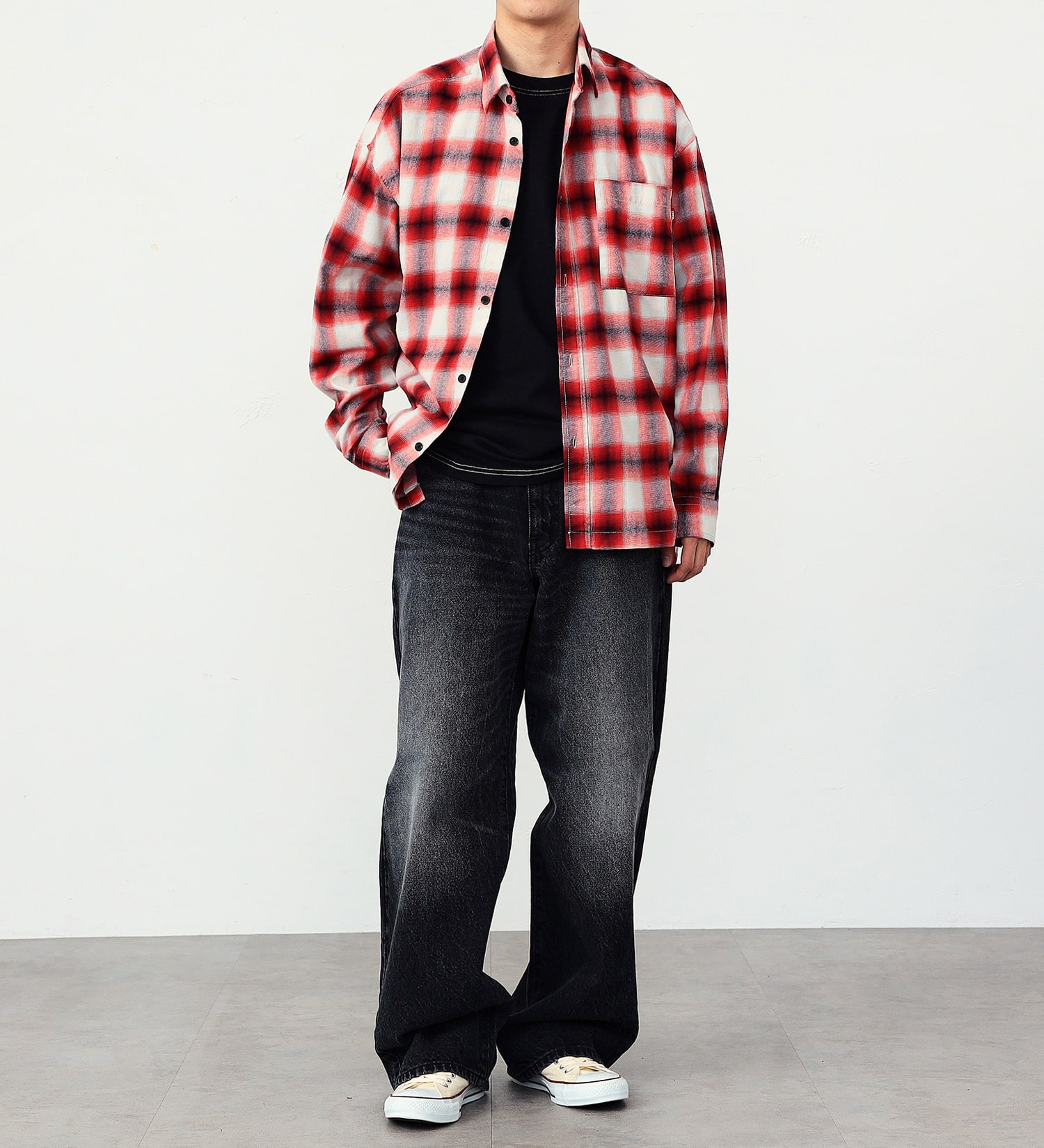 EDWIN(エドウイン)の【ガレージセール】オンブレーチェックシャツ【アウトレット店舗・WEB限定】|トップス/シャツ/ブラウス/メンズ|レッド