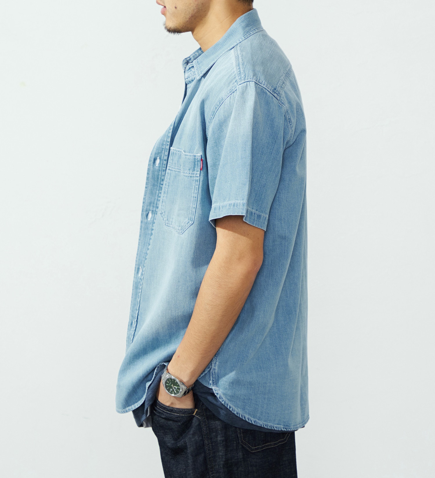 EDWIN(エドウイン)のデニムワークシャツ【半袖】【アウトレット店舗・WEB限定】|トップス/シャツ/ブラウス/メンズ|淡色ブルー