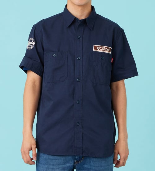 EDWIN(エドウイン)のワッペン 半袖ワークシャツ【アウトレット店舗・WEB限定商品】|トップス/シャツ/ブラウス/メンズ|ネイビー