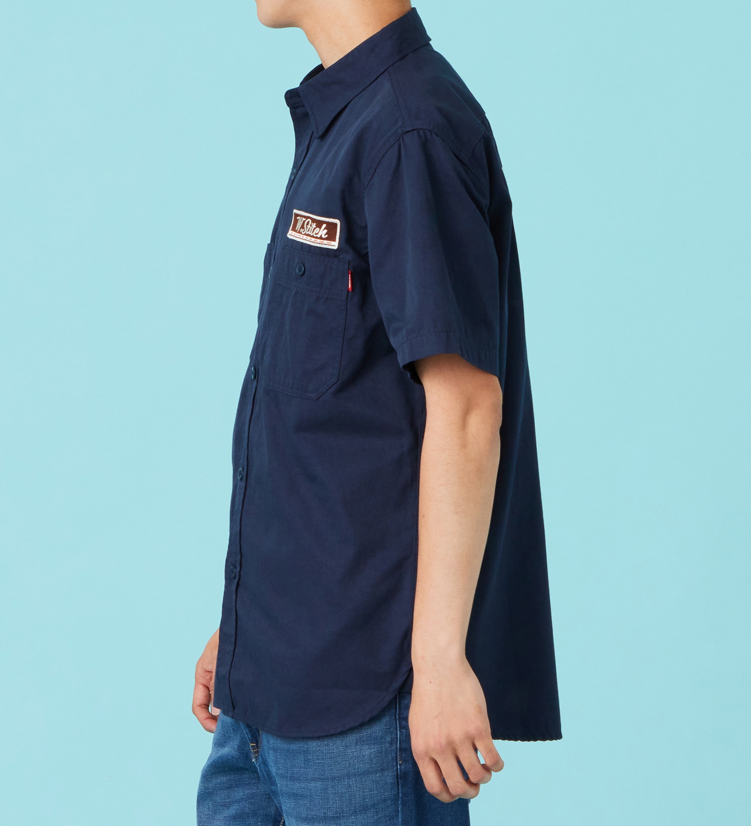 EDWIN(エドウイン)のワッペン 半袖ワークシャツ【アウトレット店舗・WEB限定商品】|トップス/シャツ/ブラウス/メンズ|ネイビー