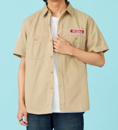 EDWIN(エドウイン)のワッペン 半袖ワークシャツ【アウトレット店舗・WEB限定商品】|トップス/シャツ/ブラウス/メンズ|カーキ