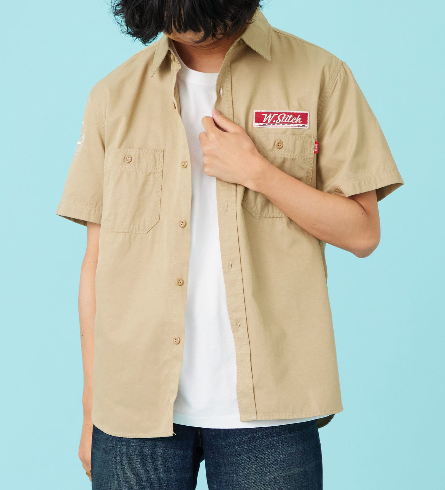 EDWIN(エドウイン)のワッペン 半袖ワークシャツ【アウトレット店舗・WEB限定商品】|トップス/シャツ/ブラウス/メンズ|カーキ