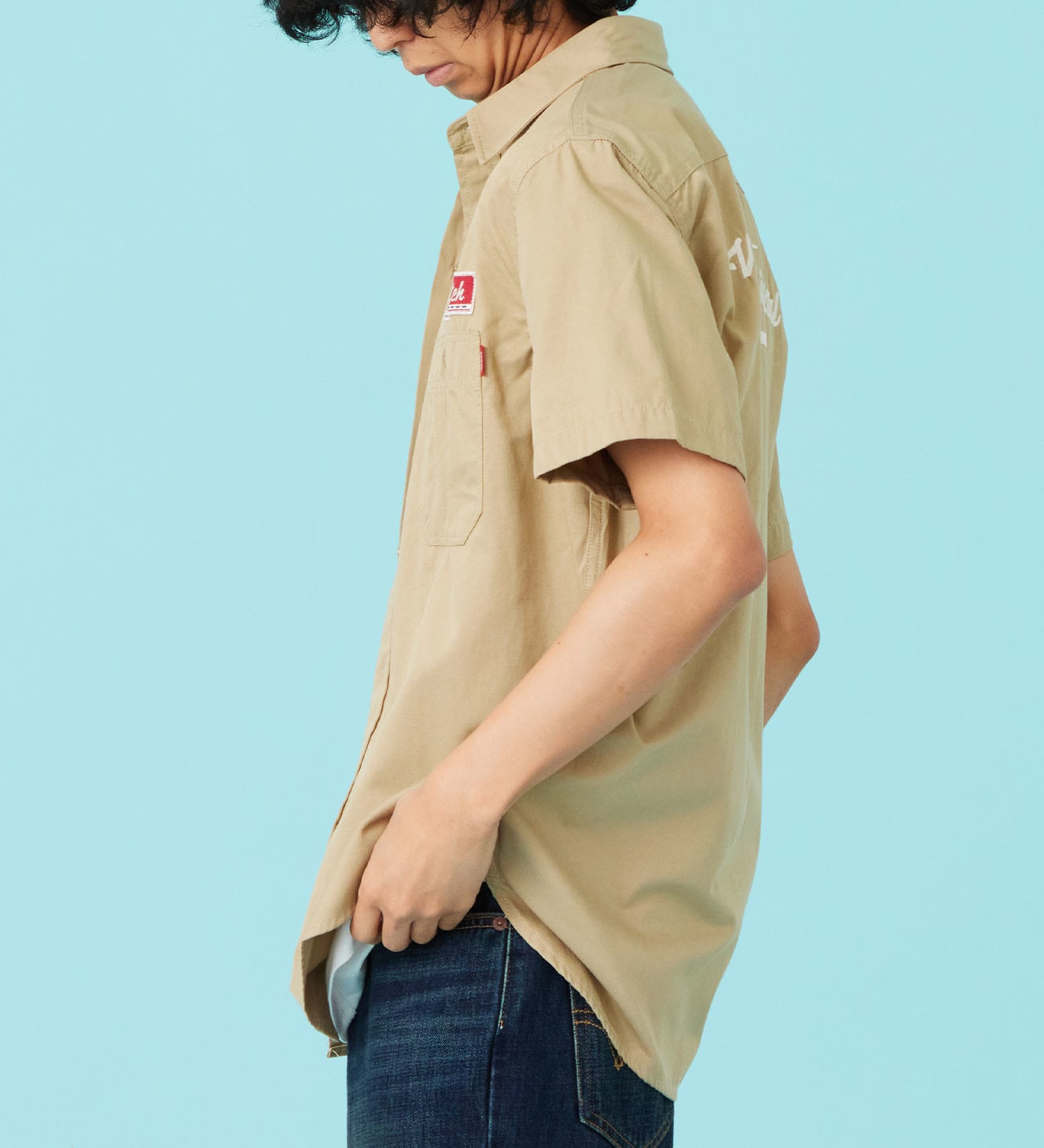 EDWIN(エドウイン)のワッペン 半袖ワークシャツ【アウトレット店舗・WEB限定商品】|トップス/シャツ/ブラウス/メンズ|カーキ