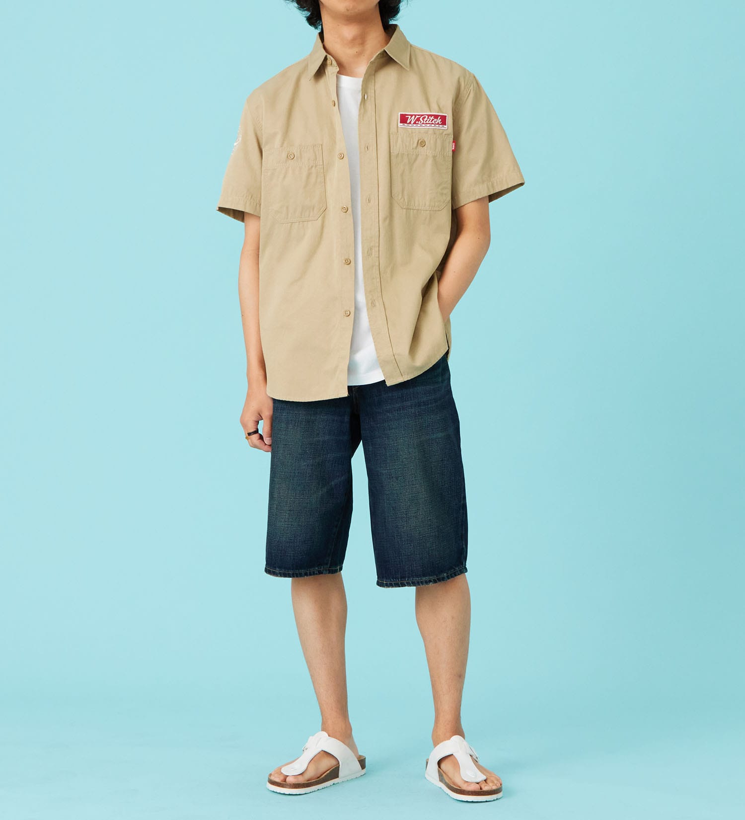 EDWIN(エドウイン)のワッペン 半袖ワークシャツ【アウトレット店舗・WEB限定商品】|トップス/シャツ/ブラウス/メンズ|カーキ