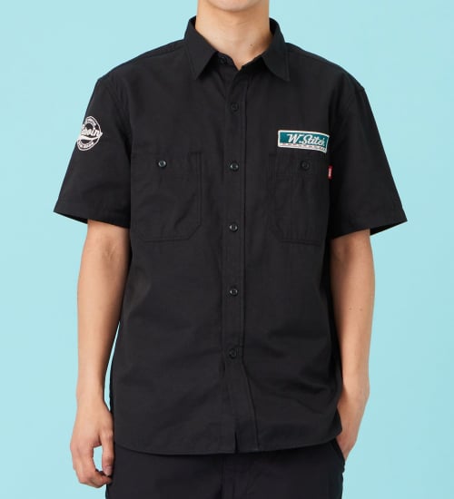EDWIN(エドウイン)のワッペン 半袖ワークシャツ【アウトレット店舗・WEB限定商品】|トップス/シャツ/ブラウス/メンズ|ブラック